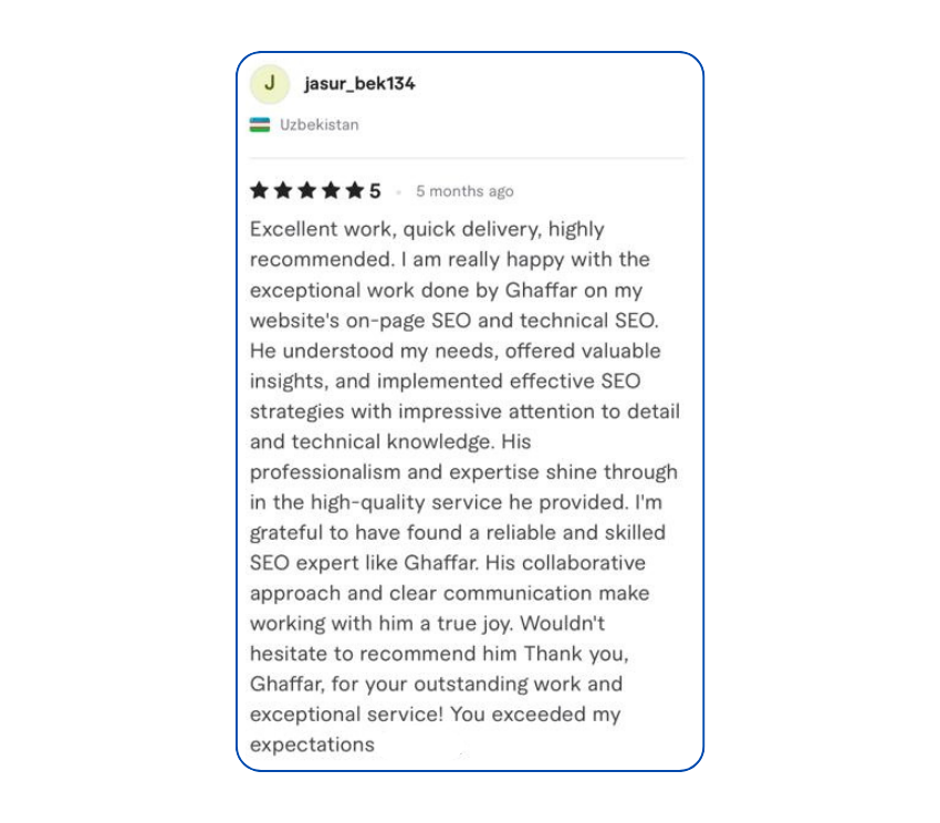 Client review for Elevrank's SEO services